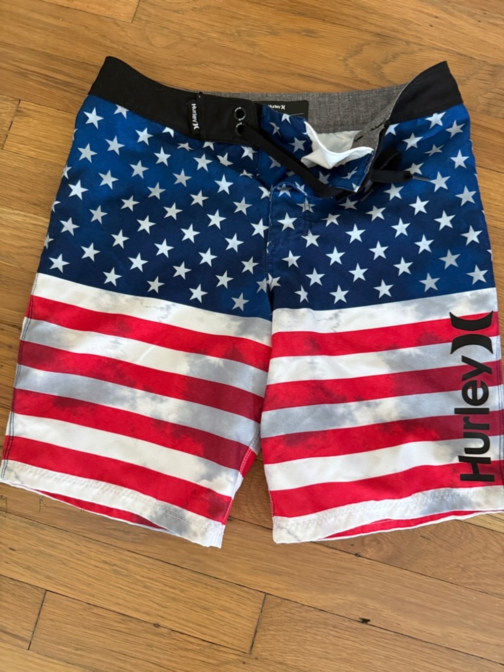 Hurley Men’s Stars & Stripes Swim Board Shorts - Blue, Red, White